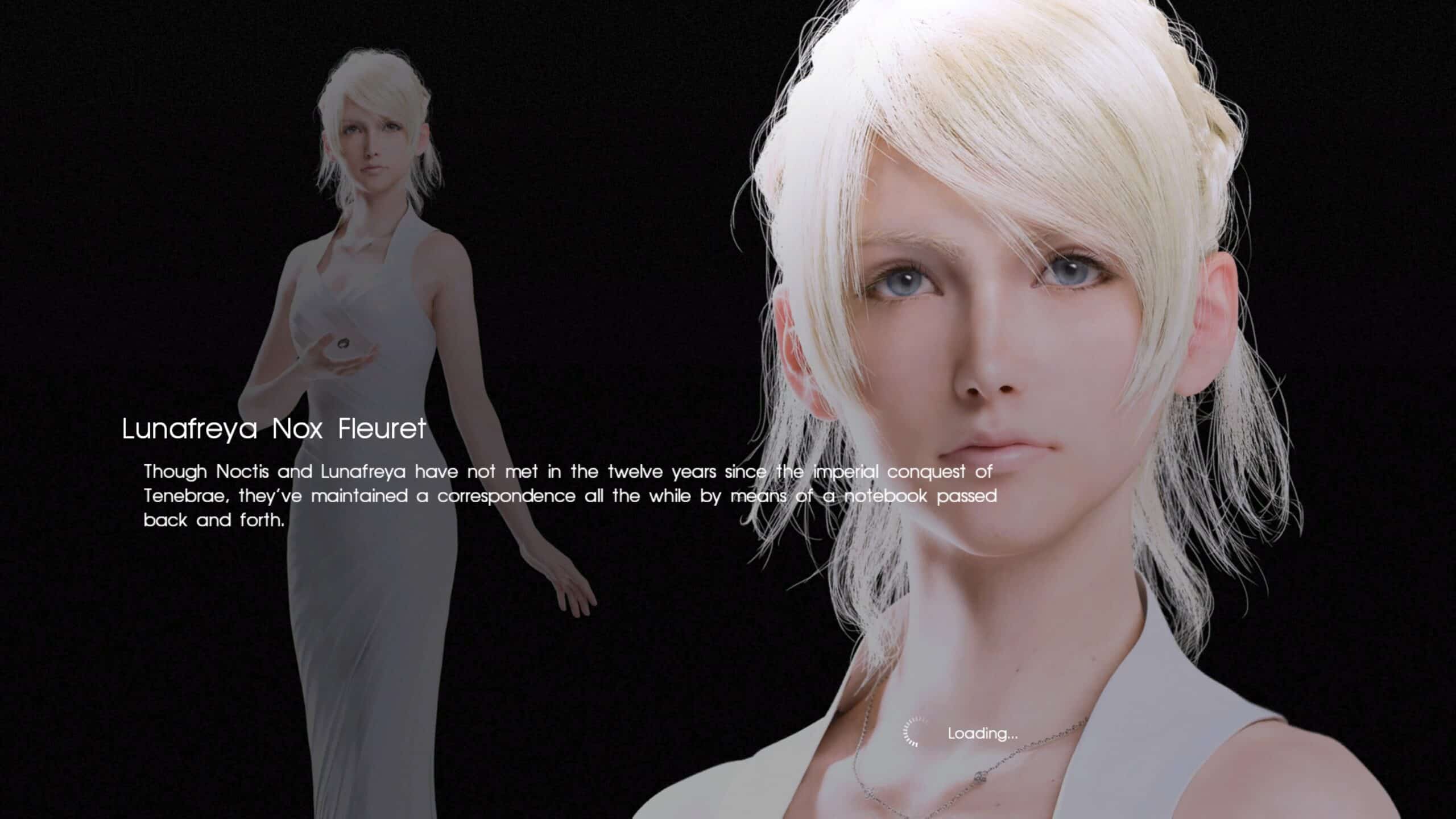 Personal image of Lunafreya loading screen.