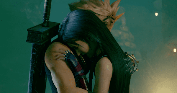 final fantasy tifa and cloud hugging